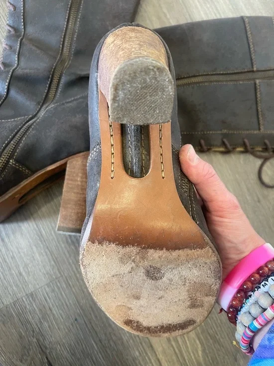 Frye Dark Brown Lace-Up Mid-Calf Heeled Boots - Picture 4 of 4